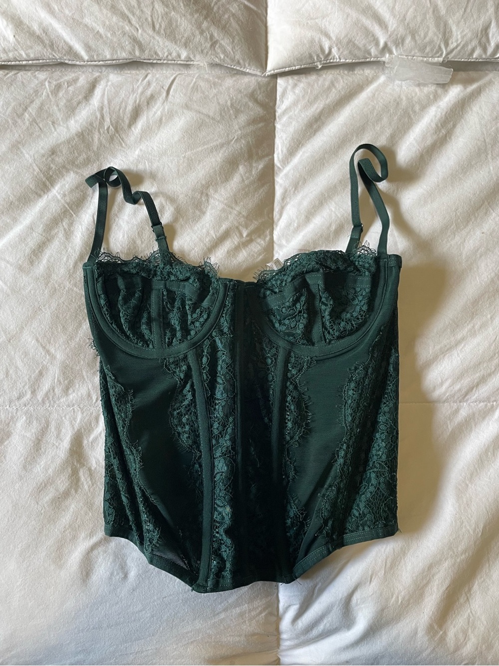 Urban Outfitters Dark Green Lace Bustier Corset